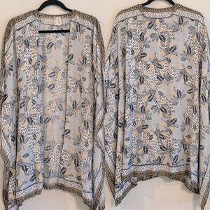 Japna Women’s Kimono Cardigan One Size White Mix Paisley Floral Open Front Boho